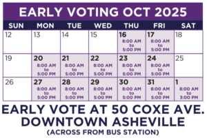Early Vote calendar October 2025 Woodfin Town Council Election