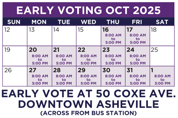 Screen Shot 2025-10-08 at 2.48.40 PM Early Vote calendar October 2025 Woodfin Town Council Election